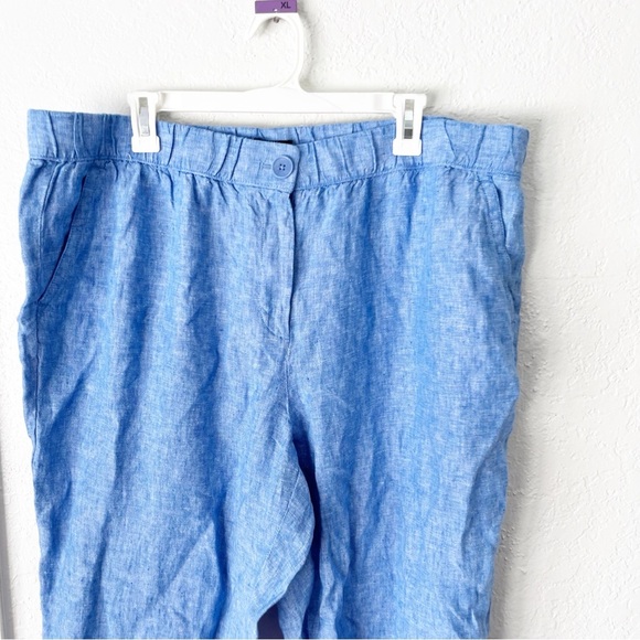 Talbots Pants Women's 2X Nantucket Washed Linen Wide Leg Cross Cye NWT - Picture 2 of 6